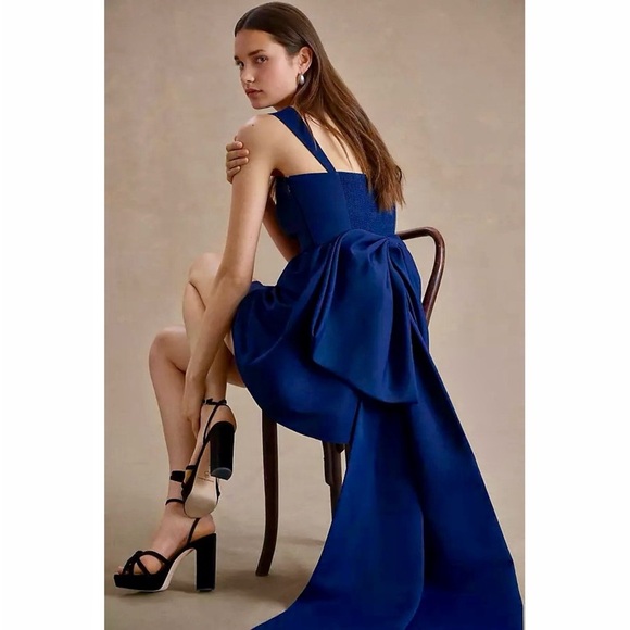 Sachin & Babi Blaine Mini Dress Navy Bow Train Cocktail Party Formal 8 M Blue - Picture 12 of 13